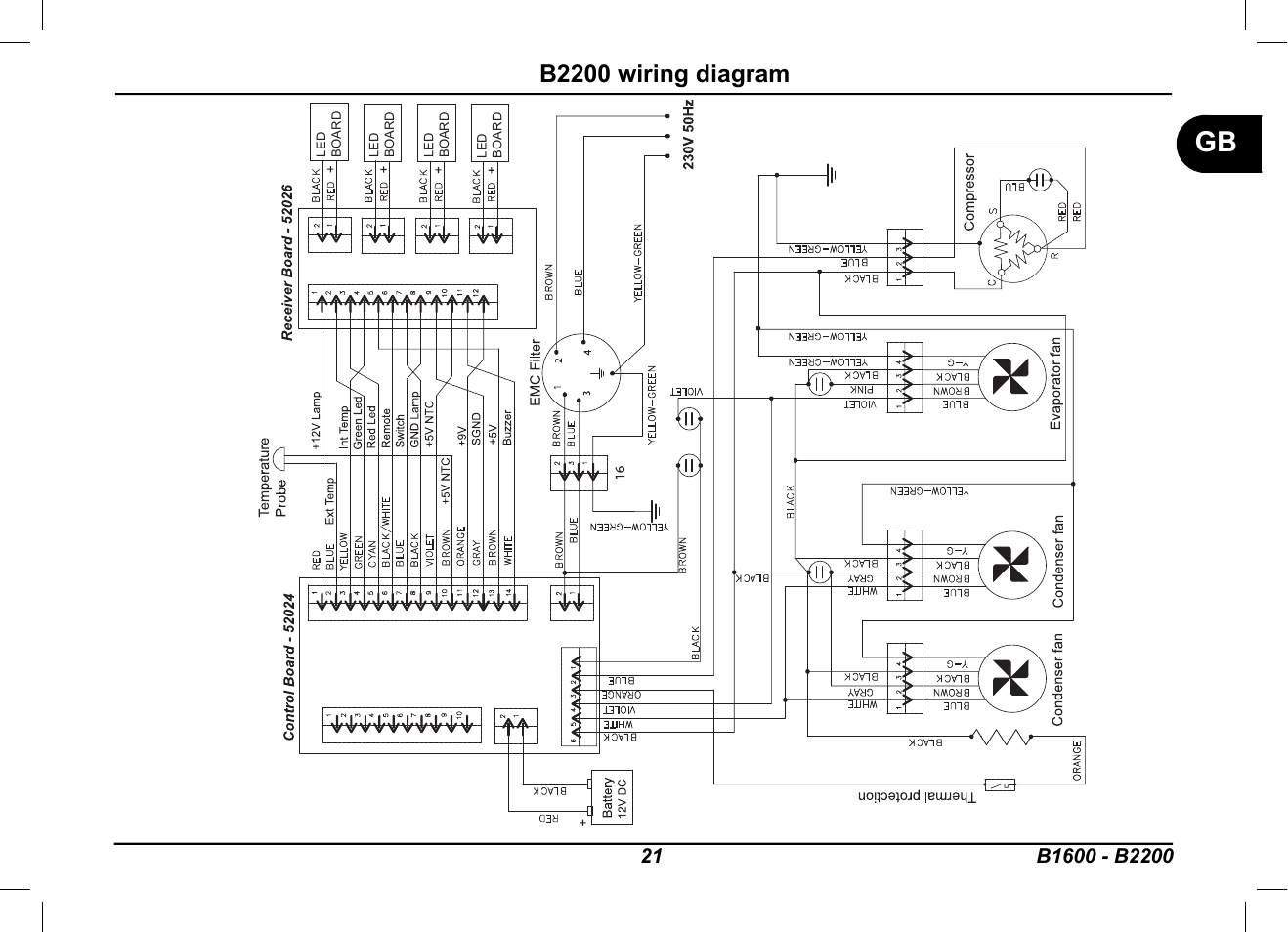 B2200 wiring diagram | Dometic B2200 User Manual | Page 22 / 24