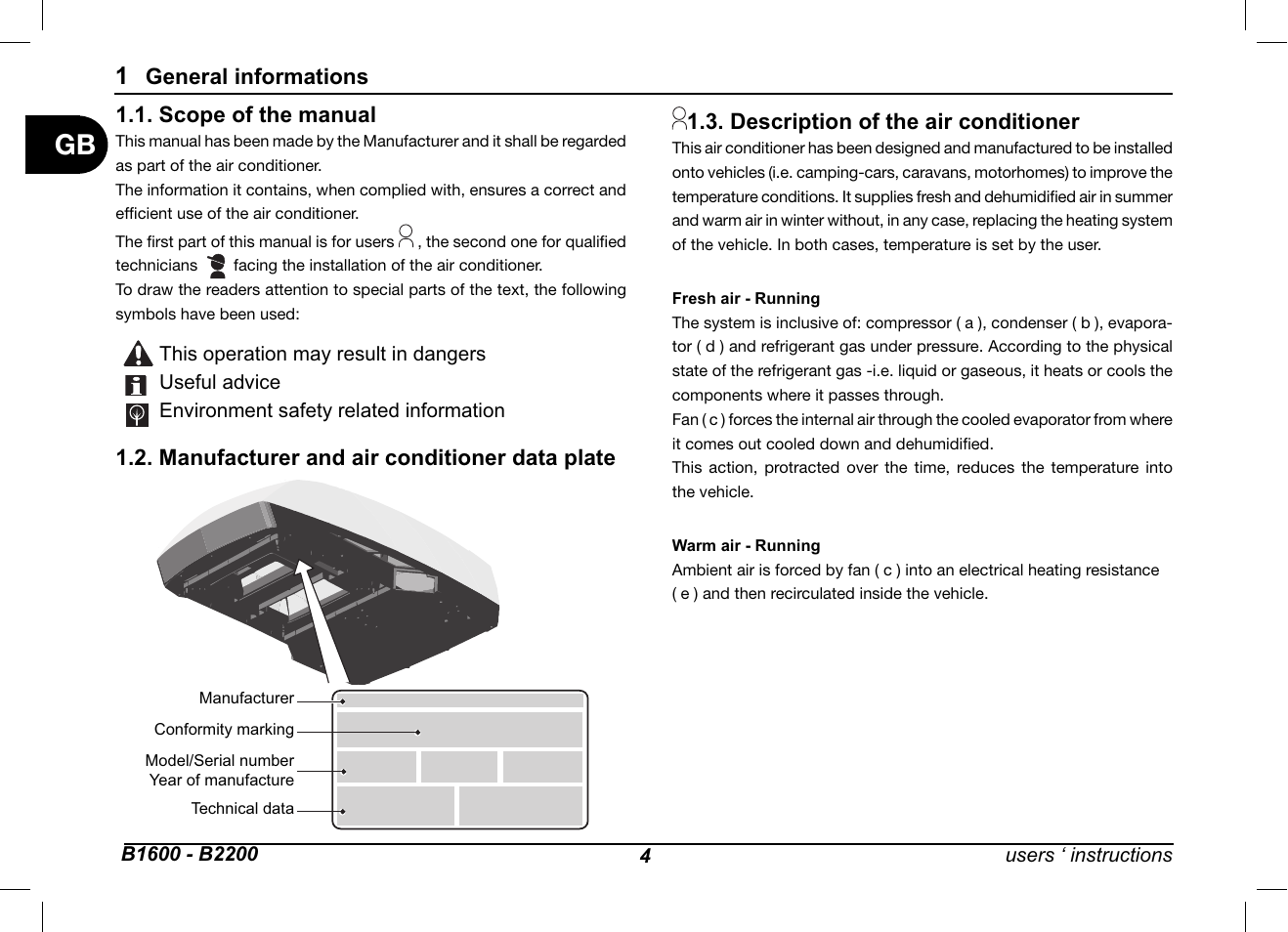 Scope of the manual, General informations | Dometic B2200 User Manual | Page 5 / 24