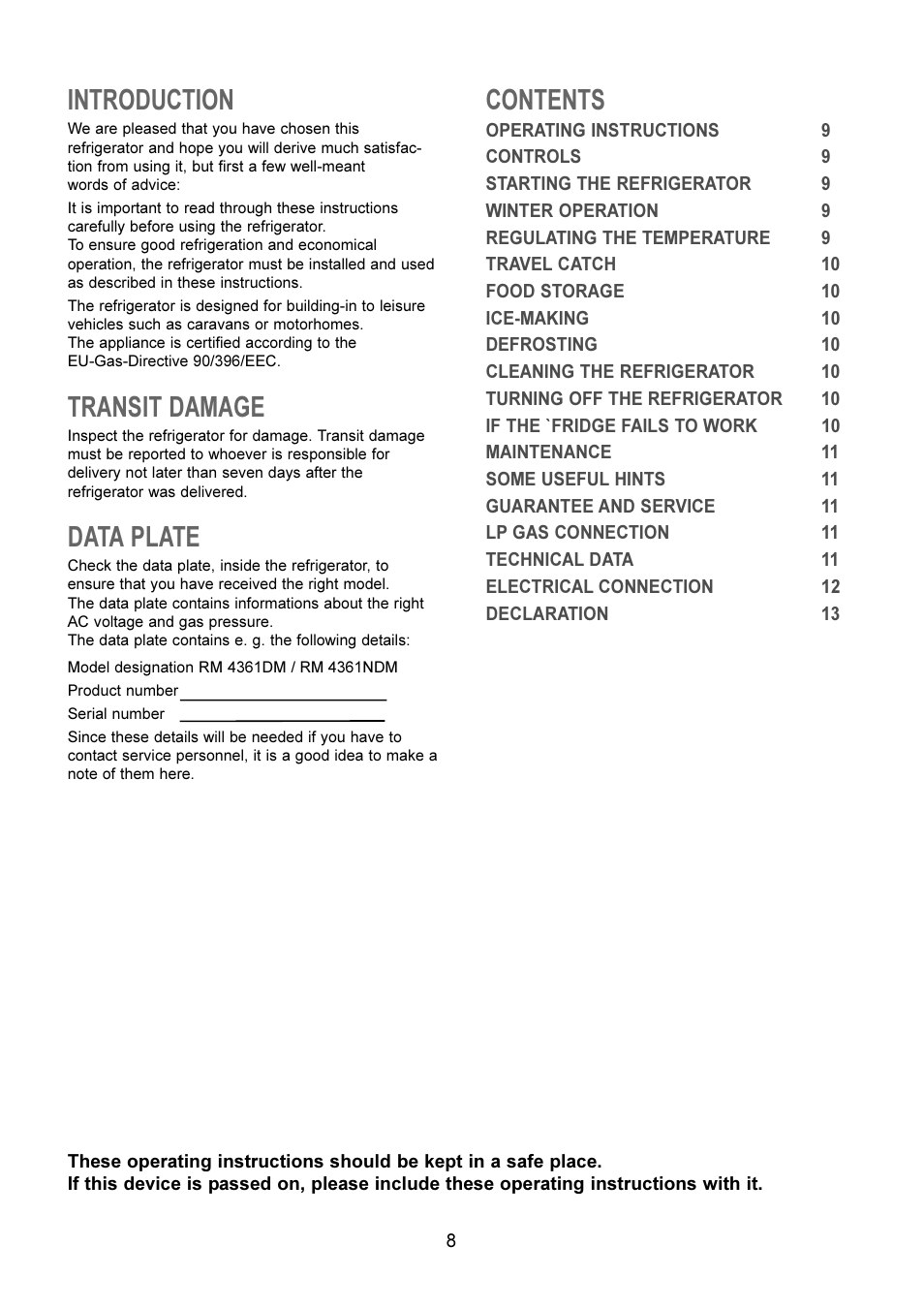 Dometic RM 4361NDM User Manual | Page 2 / 8