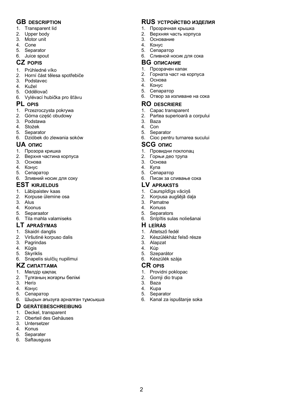 Ua scg, Kz cr | Scarlett SC-1012 User Manual | Page 2 / 15