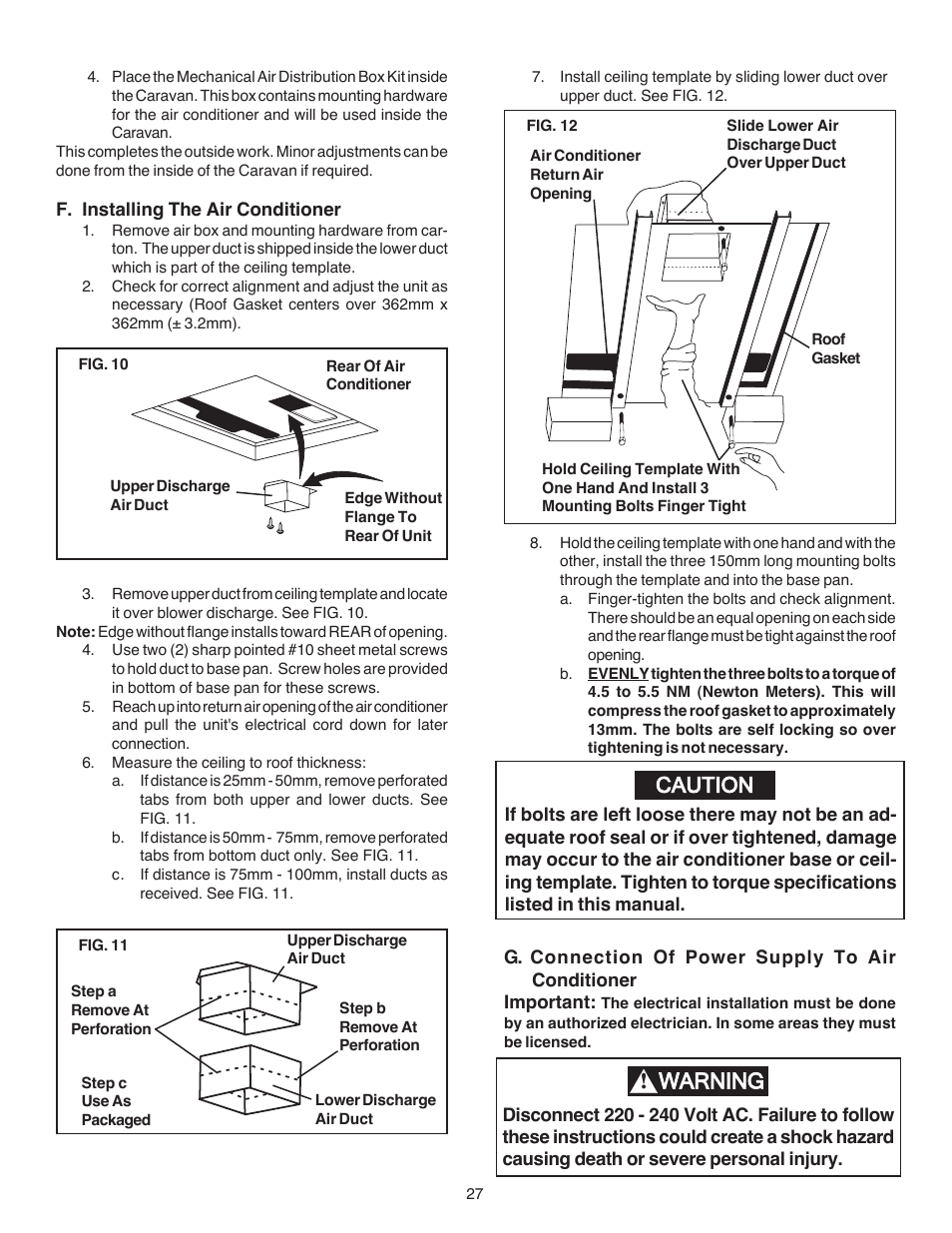 Caution, Warning | Dometic CARAVAN B3200 User Manual | Page 26 / 120