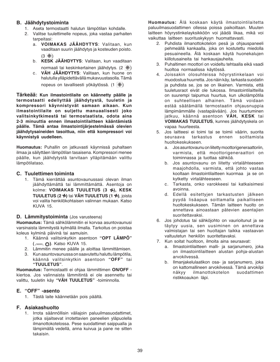 Dometic CARAVAN B3200 User Manual | Page 38 / 120