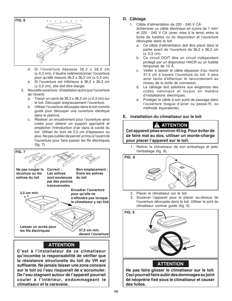 Attention | Dometic CARAVAN B3200 User Manual | Page 45 / 120