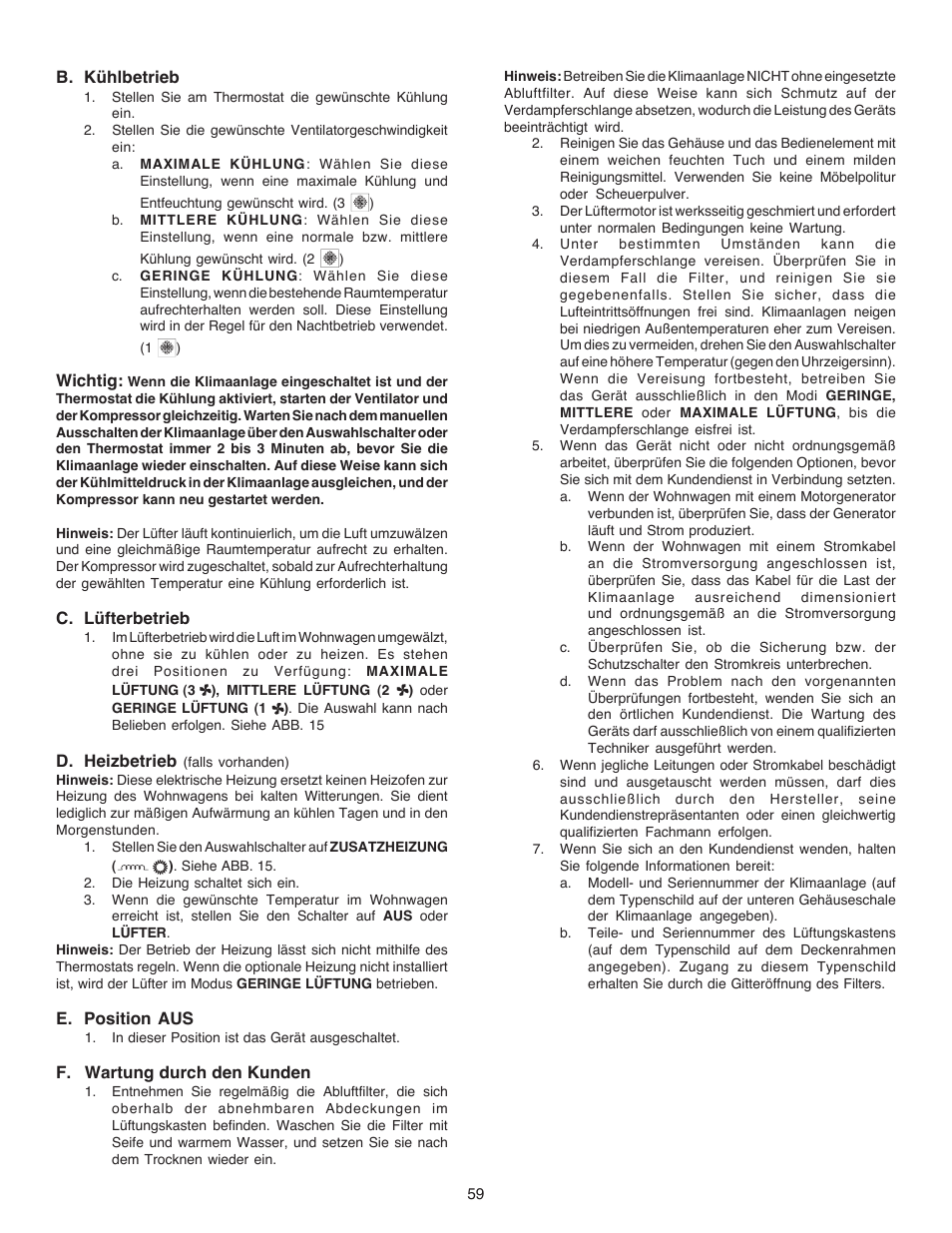 Dometic CARAVAN B3200 User Manual | Page 58 / 120