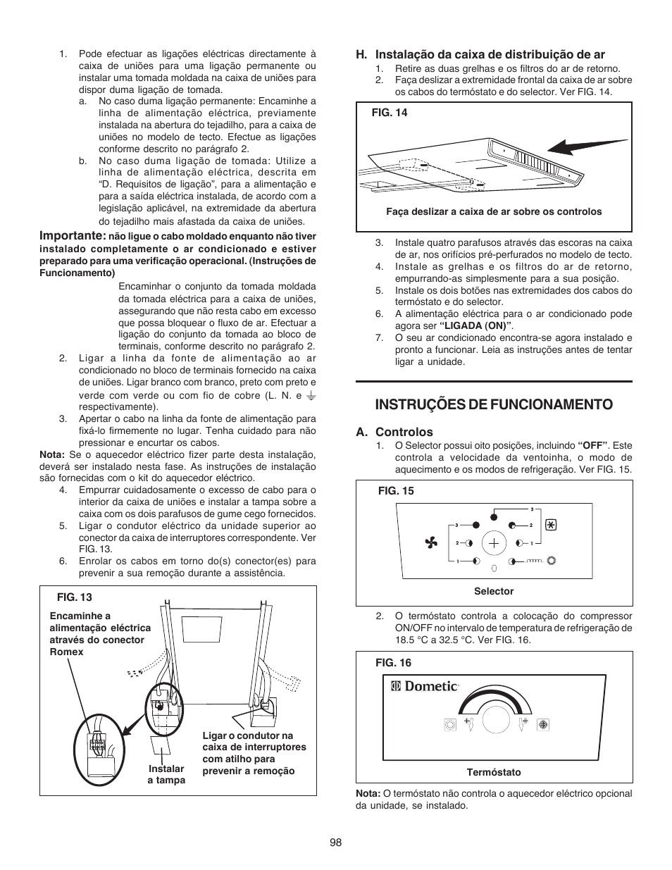 Instruções de funcionamento | Dometic CARAVAN B3200 User Manual | Page 97 / 120