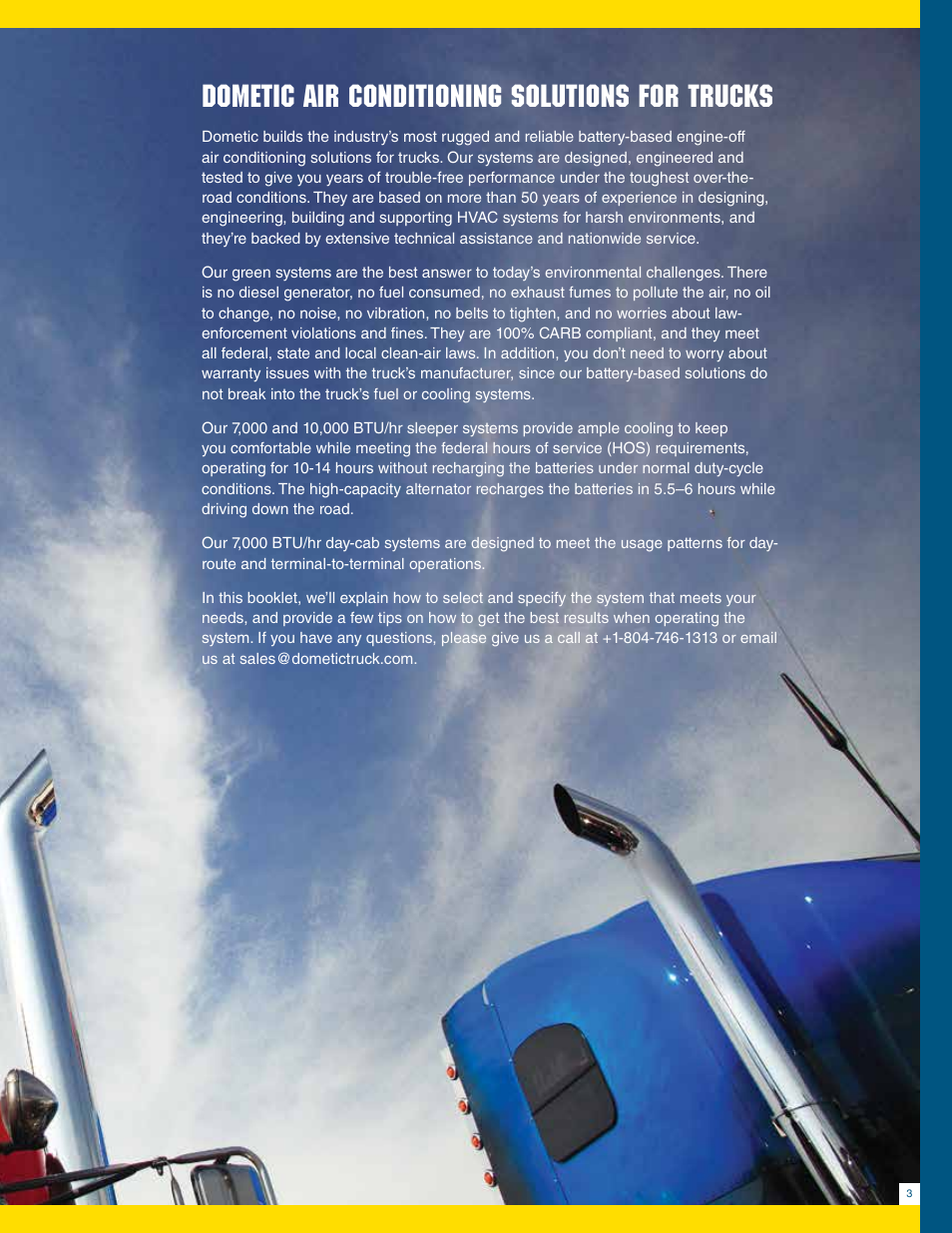 Dometic air conditioning solutions for trucks | Dometic Battery-Powered Auxiliary Air Conditioning System User Manual | Page 3 / 12