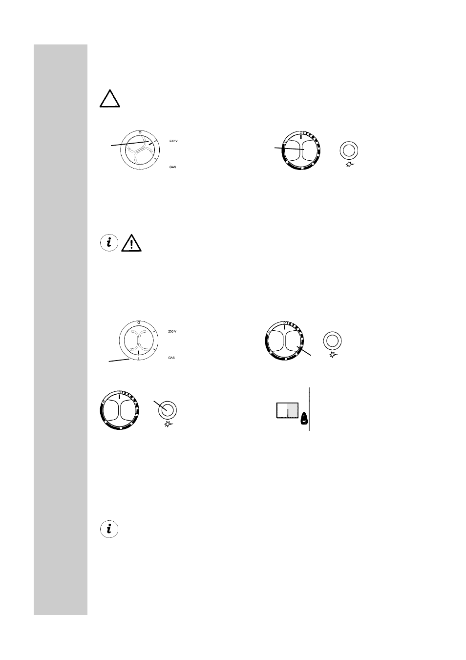 Electrical operation, Gas operation, Ac 230v | Manual ignition (piezo-igniter) | Dometic RGE 2000 User Manual | Page 10 / 18