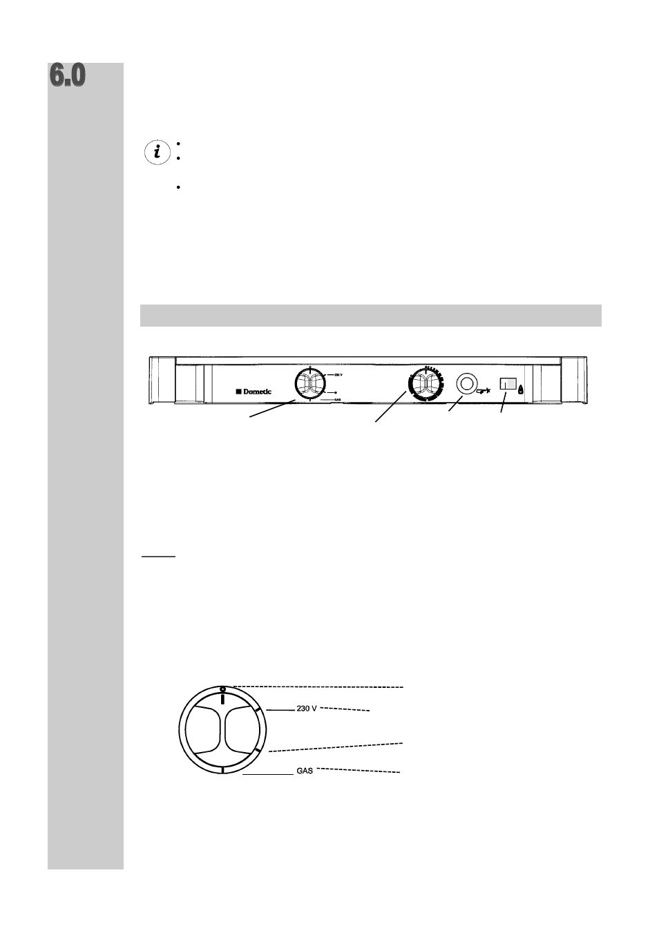 Operating the refrigerator, Putting in operation, Controls | Dometic RGE 2000 User Manual | Page 9 / 18