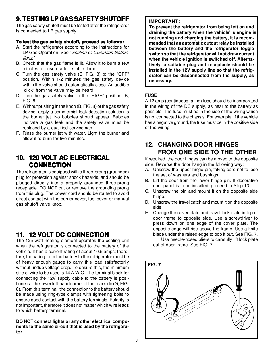 Changing door hinges from one side to the other | Dometic RM2191 & RM2193 User Manual | Page 6 / 12