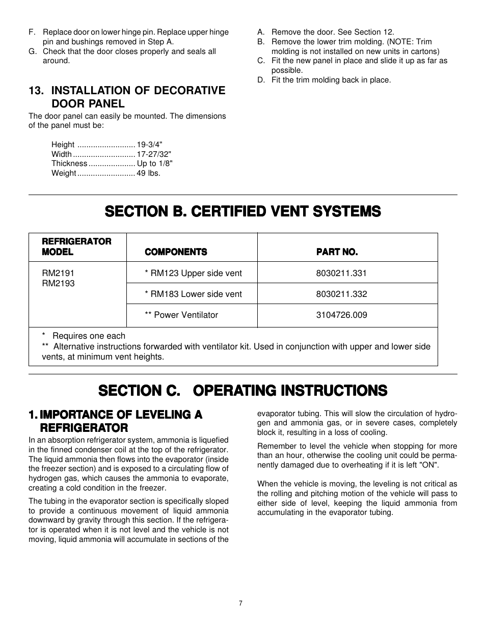 Dometic RM2191 & RM2193 User Manual | Page 7 / 12