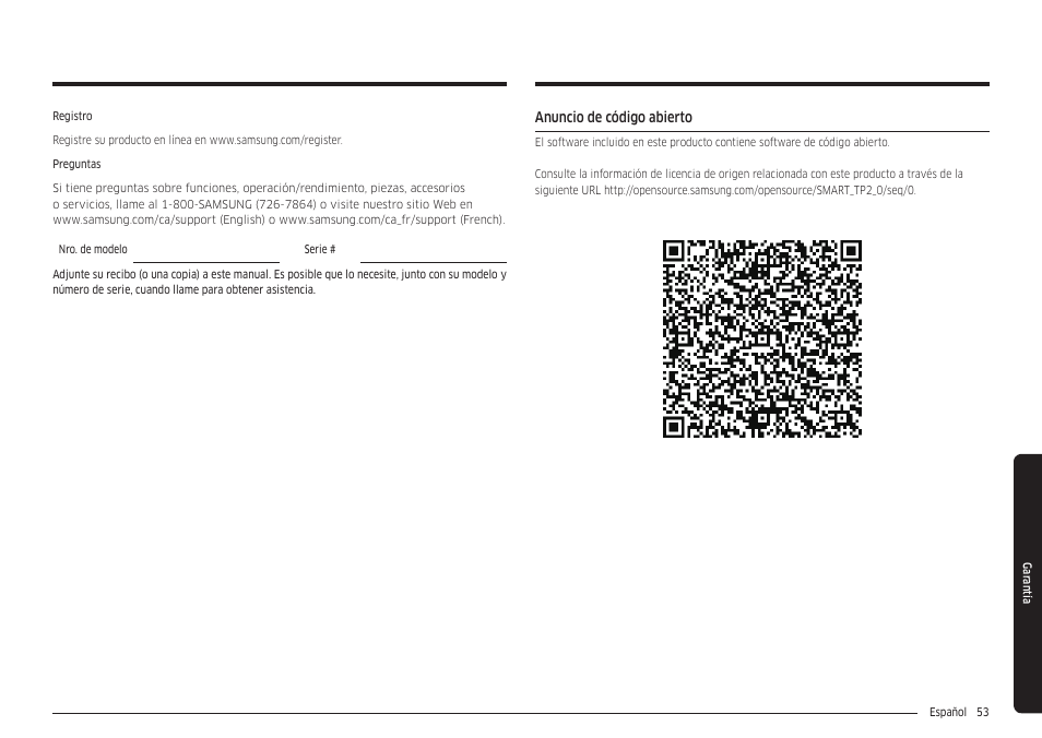 Anuncio de código abierto | Samsung 30 Inch Freestanding Gas Smart Range Owners Guide User Manual | Page 109 / 164