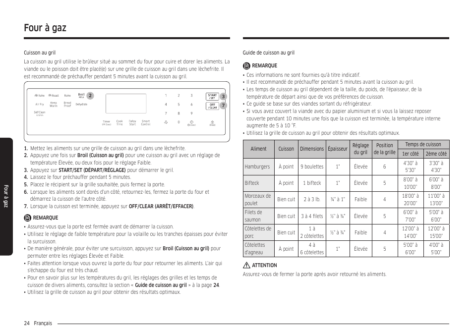 Four à gaz | Samsung 30 Inch Freestanding Gas Smart Range Owners Guide User Manual | Page 134 / 164