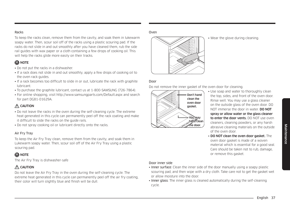 Samsung 30 Inch Freestanding Gas Smart Range Owners Guide User Manual | Page 37 / 164