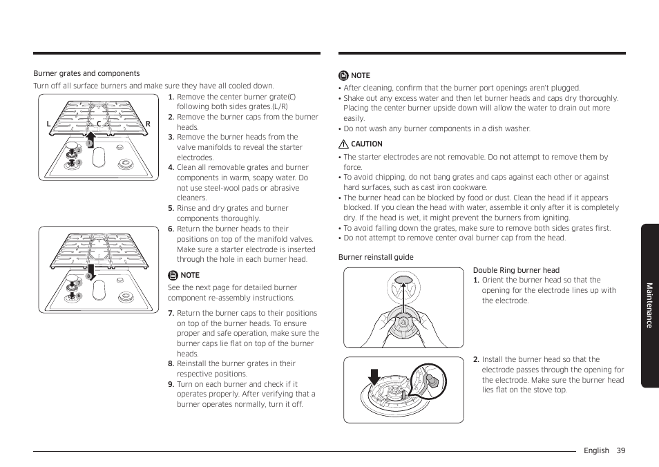 Samsung 30 Inch Freestanding Gas Smart Range Owners Guide User Manual | Page 39 / 164