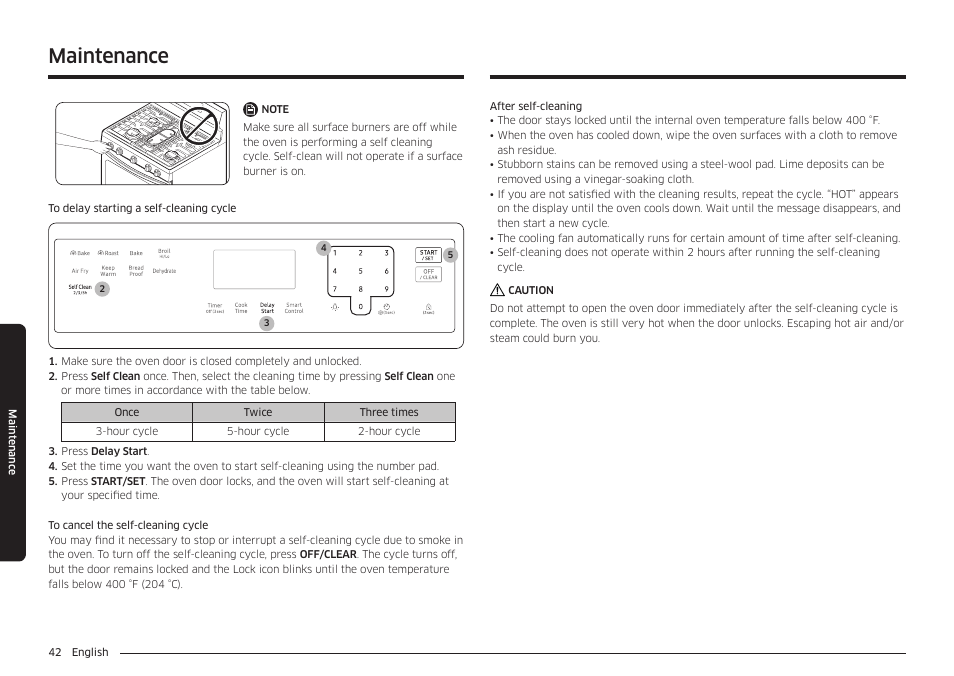 Maintenance | Samsung 30 Inch Freestanding Gas Smart Range Owners Guide User Manual | Page 42 / 164