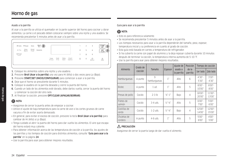 Horno de gas | Samsung 30 Inch Freestanding Gas Smart Range Owners Guide User Manual | Page 80 / 164