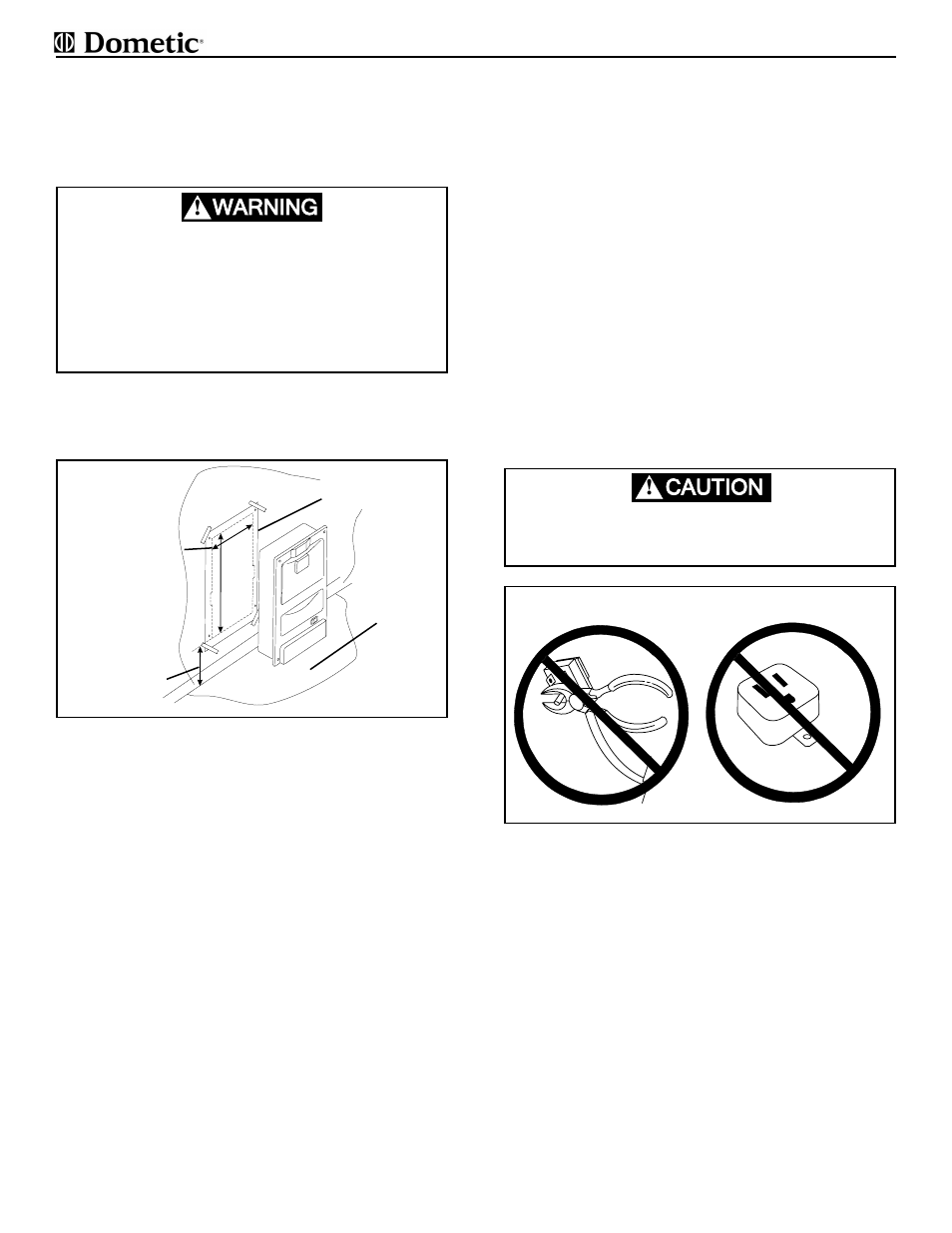 Warning, Caution | Dometic 9093100-(X)PR User Manual | Page 4 / 8