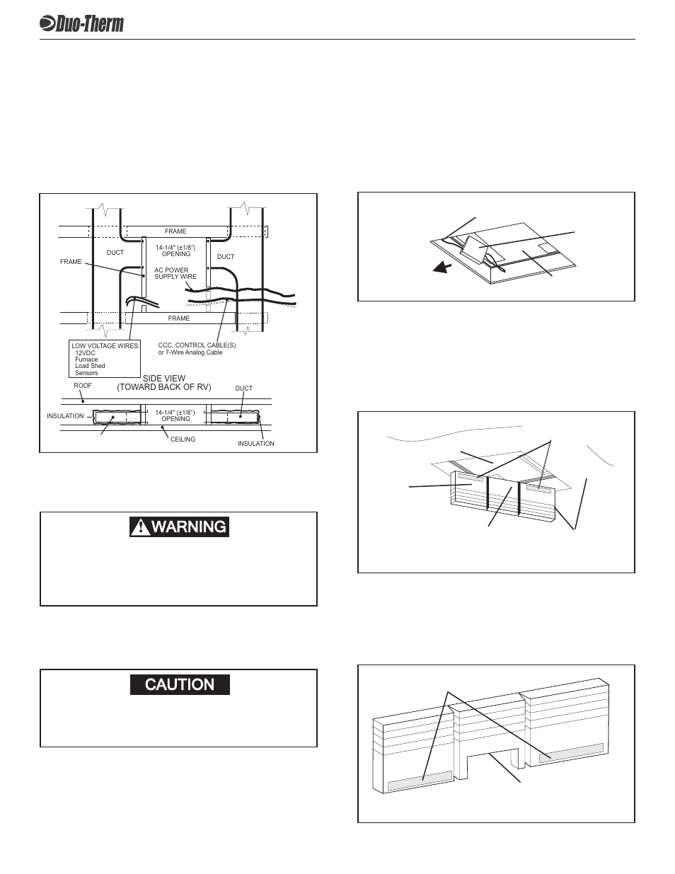 Installation of unit, Caution, Warning | Placing the unit on the roof | Dometic GENESIS 3308120.XXX User Manual | Page 6 / 8