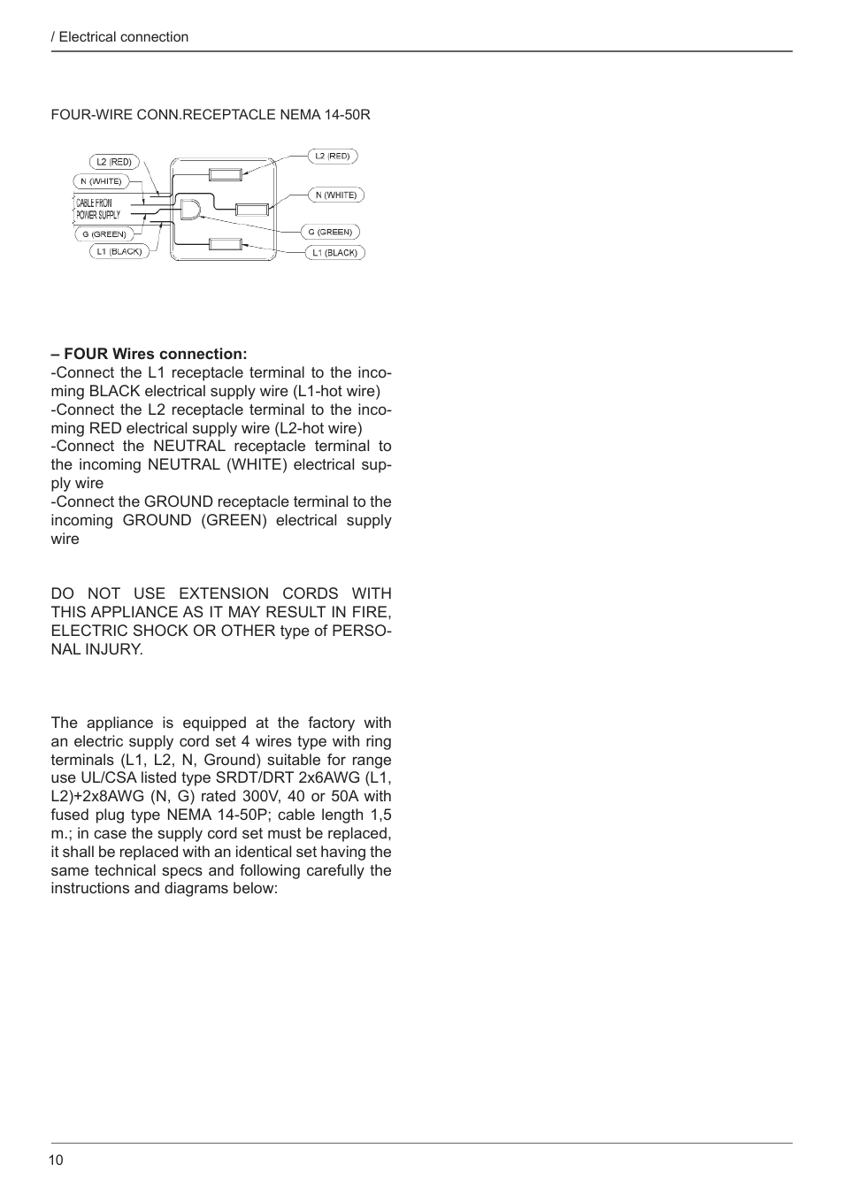 Bertazzoni Master Series 36 Inch Freestanding Induction Range Installation Instructions User Manual | Page 10 / 36