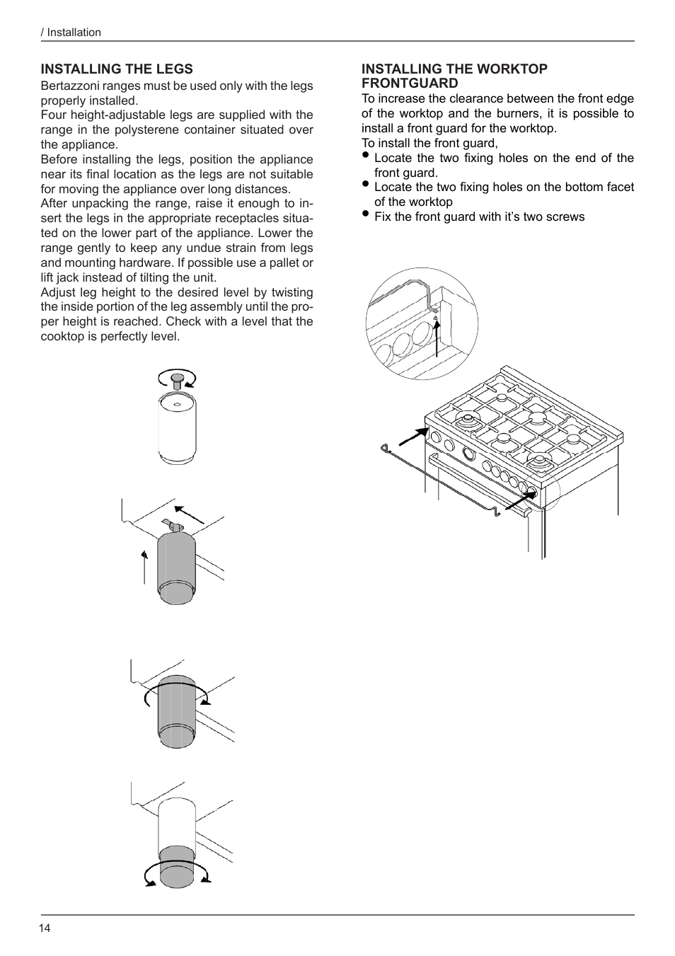 Bertazzoni Master Series 36 Inch Freestanding Induction Range Installation Instructions User Manual | Page 14 / 36