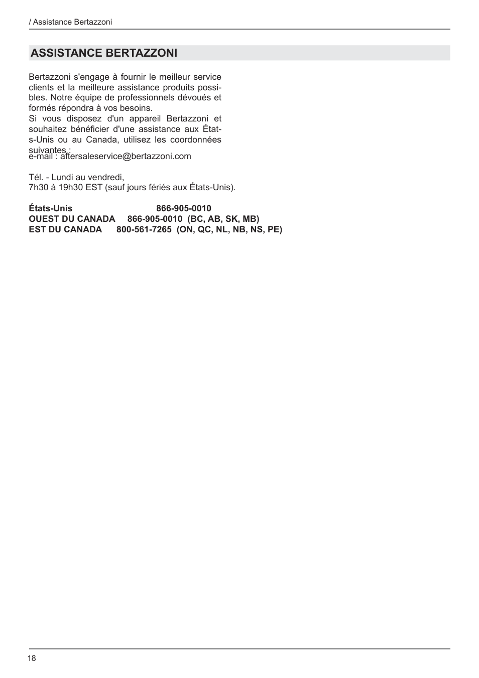 Assistance bertazzoni | Bertazzoni Master Series 36 Inch Freestanding Induction Range Installation Instructions User Manual | Page 36 / 36