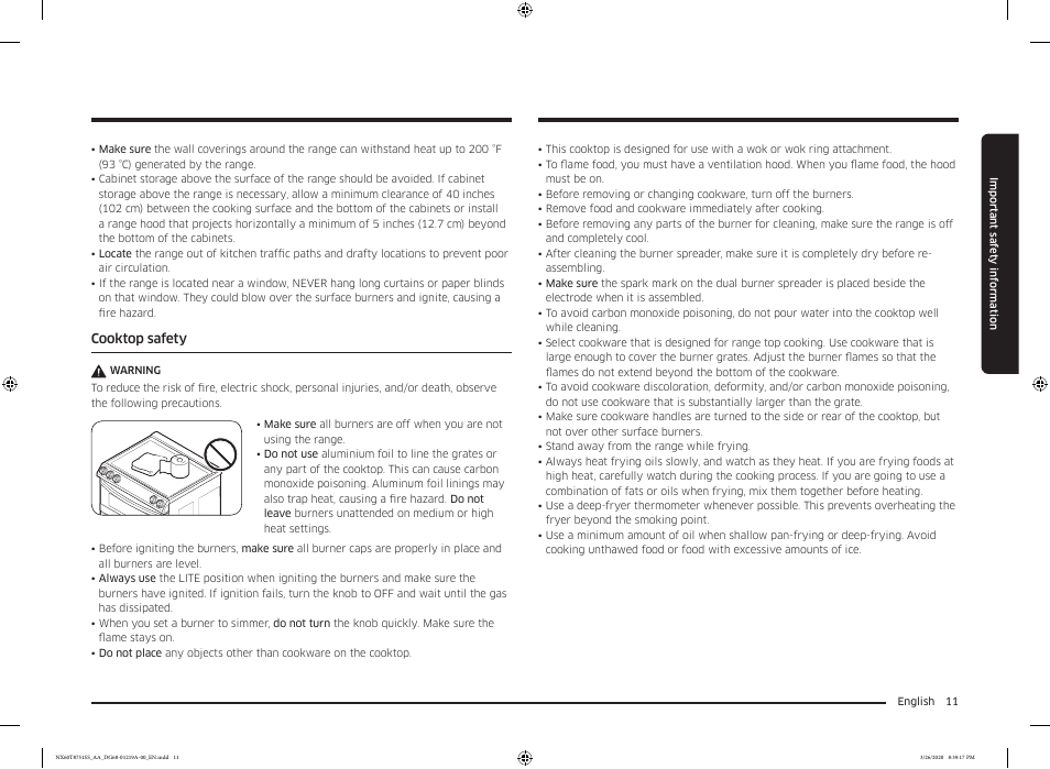 Samsung 30 Inch Slide-in Gas Smart Range Owner Manual User Manual | Page 11 / 192