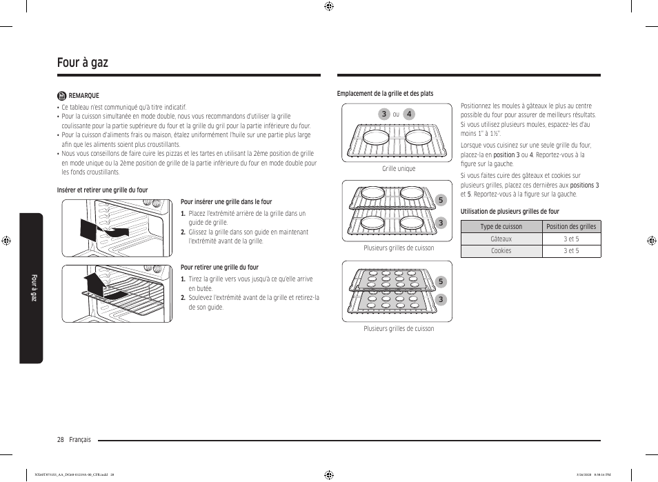 Four à gaz | Samsung 30 Inch Slide-in Gas Smart Range Owner Manual User Manual | Page 156 / 192