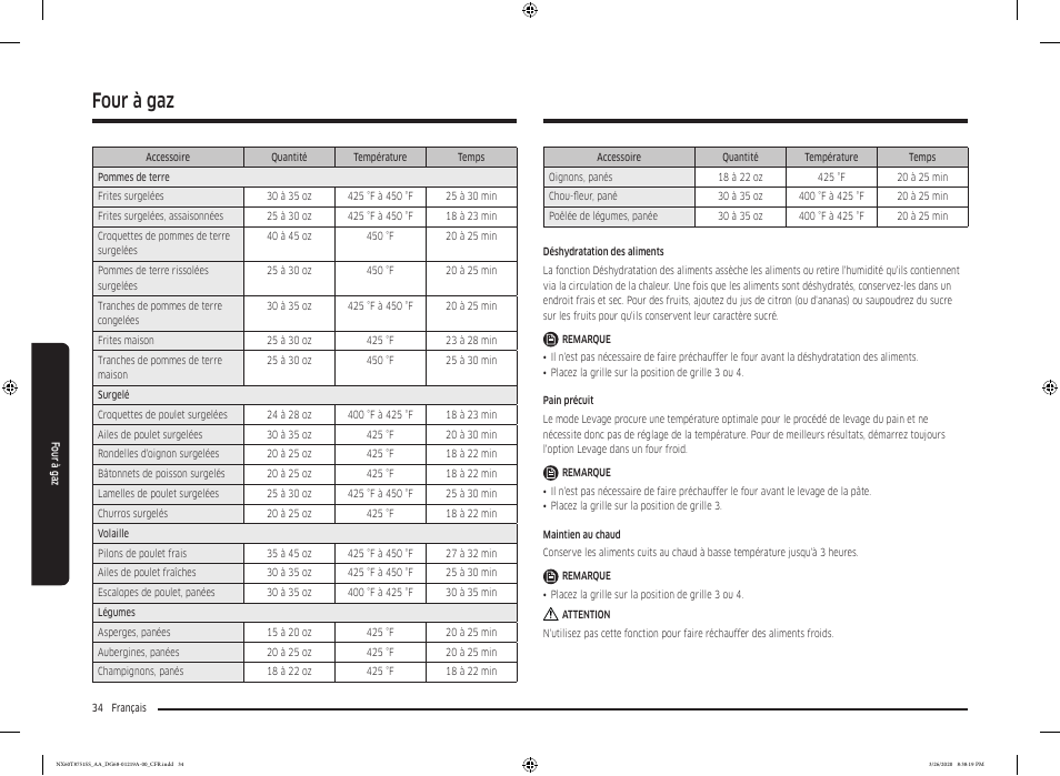 Four à gaz | Samsung 30 Inch Slide-in Gas Smart Range Owner Manual User Manual | Page 162 / 192