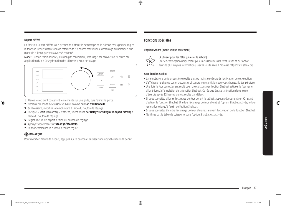 Fonctions spéciales | Samsung 30 Inch Slide-in Gas Smart Range Owner Manual User Manual | Page 165 / 192