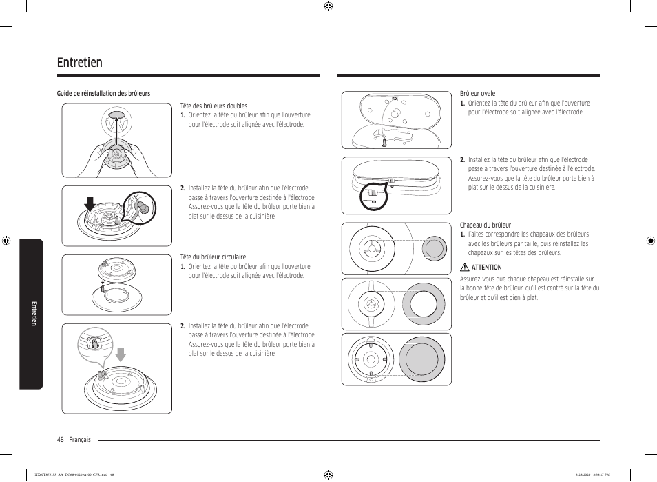 Entretien | Samsung 30 Inch Slide-in Gas Smart Range Owner Manual User Manual | Page 176 / 192