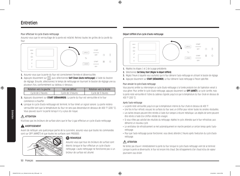 Entretien | Samsung 30 Inch Slide-in Gas Smart Range Owner Manual User Manual | Page 178 / 192