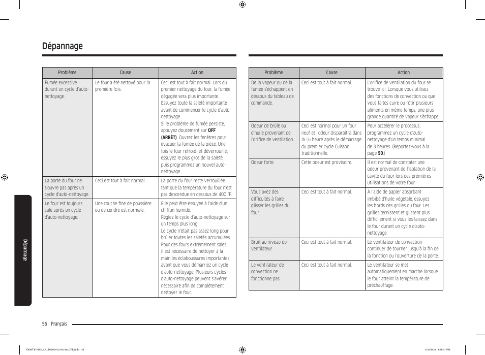 Dépannage | Samsung 30 Inch Slide-in Gas Smart Range Owner Manual User Manual | Page 184 / 192