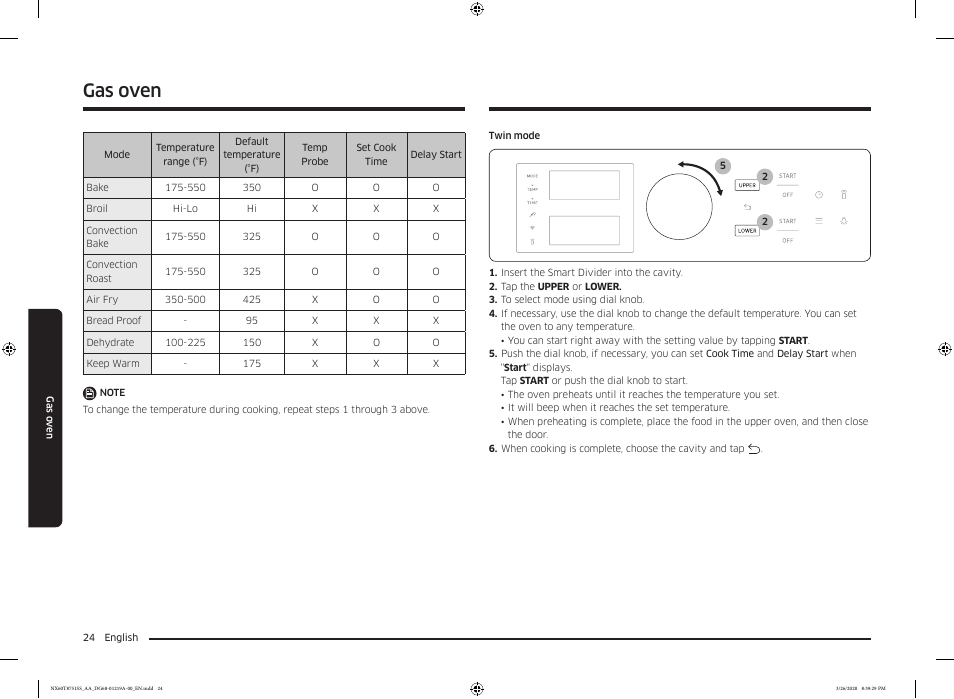 Gas oven | Samsung 30 Inch Slide-in Gas Smart Range Owner Manual User Manual | Page 24 / 192