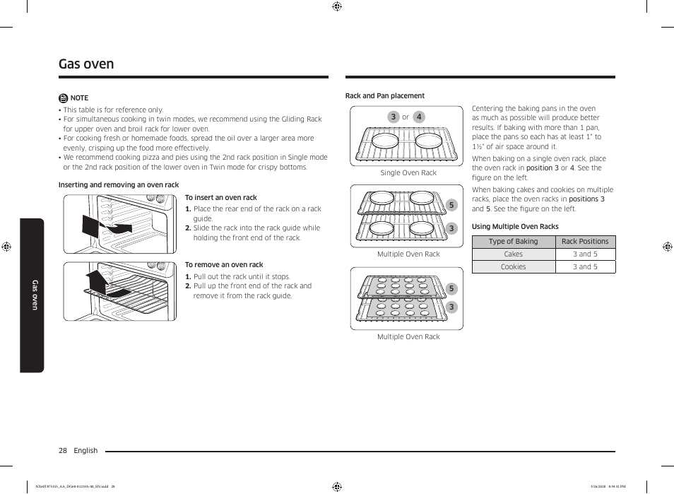 Gas oven | Samsung 30 Inch Slide-in Gas Smart Range Owner Manual User Manual | Page 28 / 192