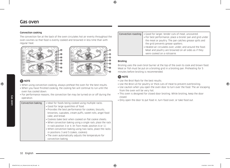 Gas oven | Samsung 30 Inch Slide-in Gas Smart Range Owner Manual User Manual | Page 32 / 192