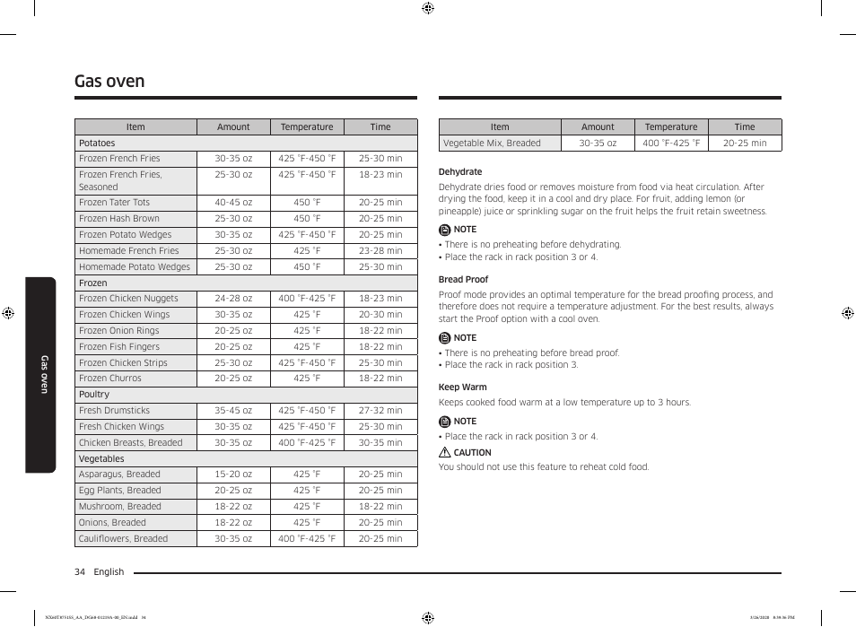 Gas oven | Samsung 30 Inch Slide-in Gas Smart Range Owner Manual User Manual | Page 34 / 192