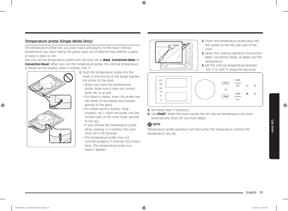 Temperature probe (single mode only) | Samsung 30 Inch Slide-in Gas Smart Range Owner Manual User Manual | Page 35 / 192