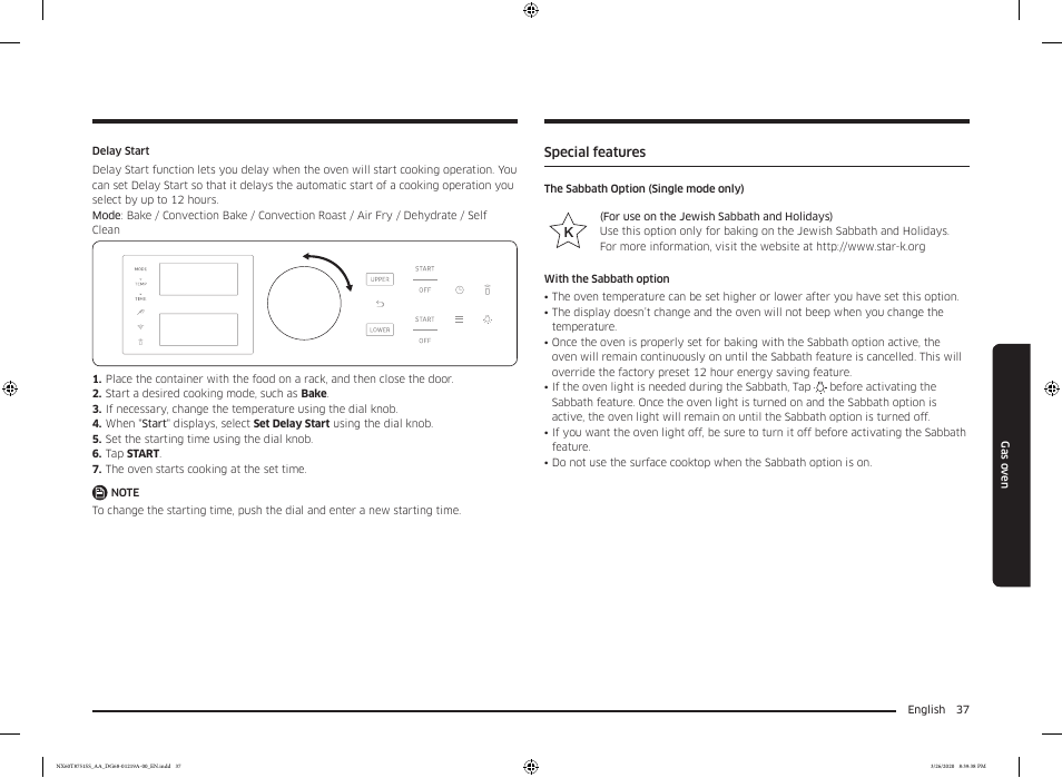 Special features | Samsung 30 Inch Slide-in Gas Smart Range Owner Manual User Manual | Page 37 / 192