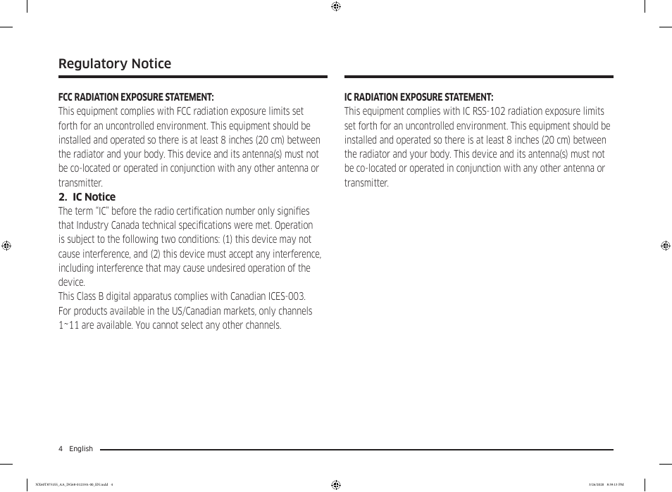 Regulatory notice | Samsung 30 Inch Slide-in Gas Smart Range Owner Manual User Manual | Page 4 / 192