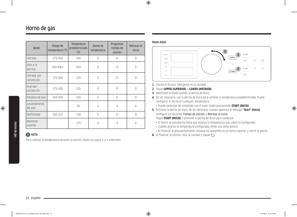 Horno de gas | Samsung 30 Inch Slide-in Gas Smart Range Owner Manual User Manual | Page 88 / 192