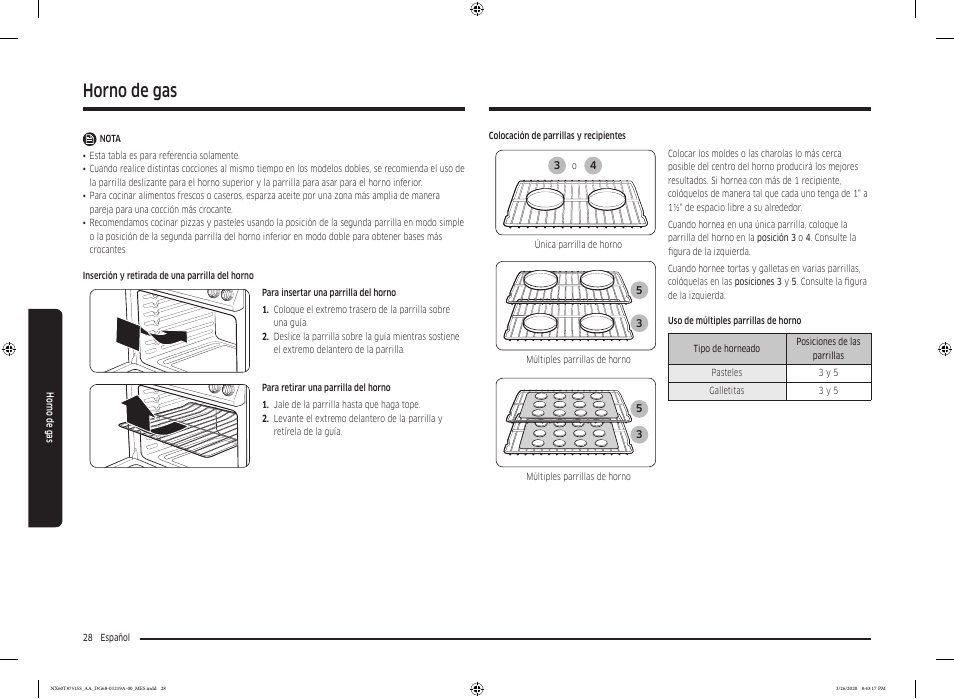 Horno de gas | Samsung 30 Inch Slide-in Gas Smart Range Owner Manual User Manual | Page 92 / 192