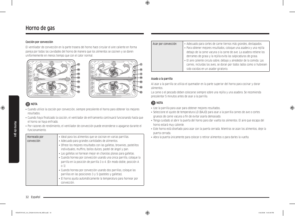 Horno de gas | Samsung 30 Inch Slide-in Gas Smart Range Owner Manual User Manual | Page 96 / 192