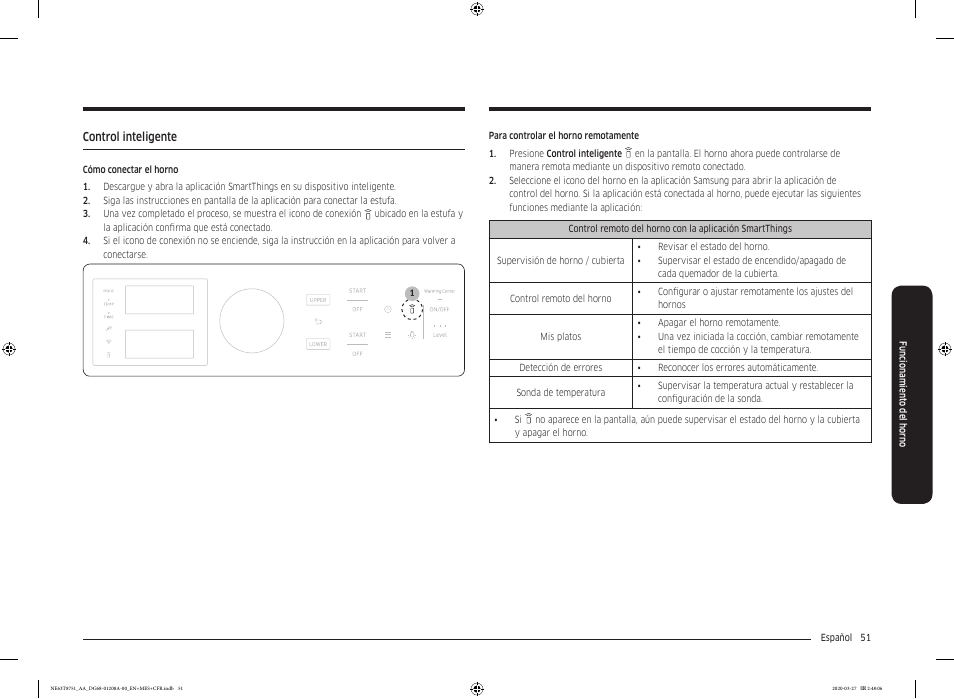 Control inteligente | Samsung 30 Inch Slide-in Electric Smart Range Owner Manual User Manual | Page 123 / 216