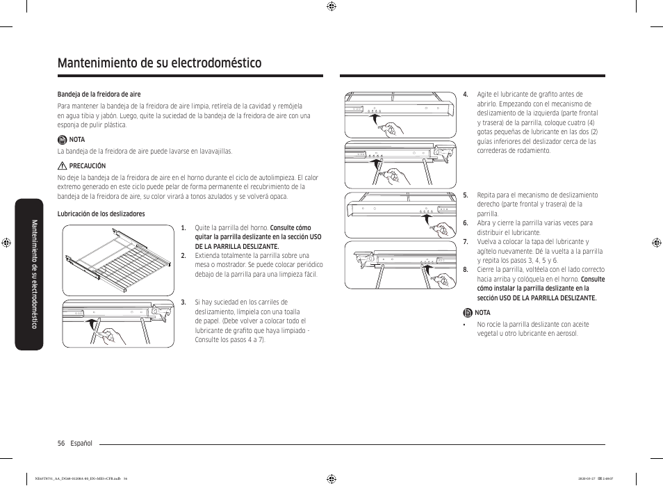 Mantenimiento de su electrodoméstico | Samsung 30 Inch Slide-in Electric Smart Range Owner Manual User Manual | Page 128 / 216