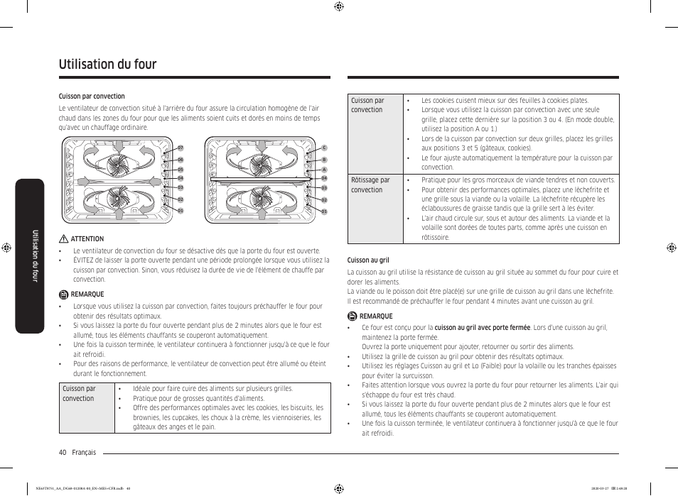 Utilisation du four | Samsung 30 Inch Slide-in Electric Smart Range Owner Manual User Manual | Page 184 / 216