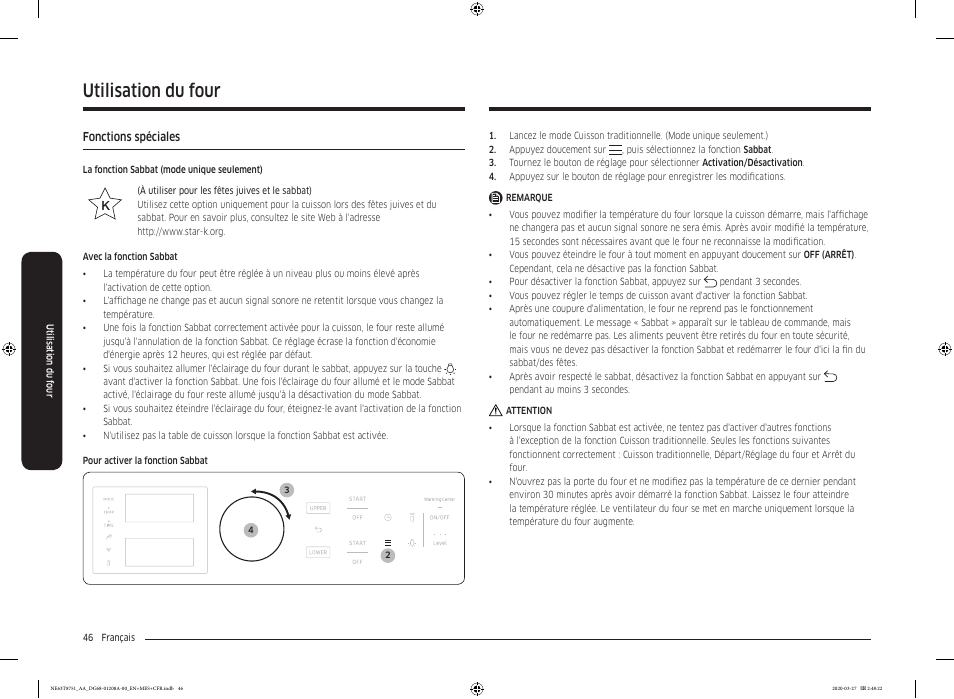Fonctions spéciales, Utilisation du four | Samsung 30 Inch Slide-in Electric Smart Range Owner Manual User Manual | Page 190 / 216