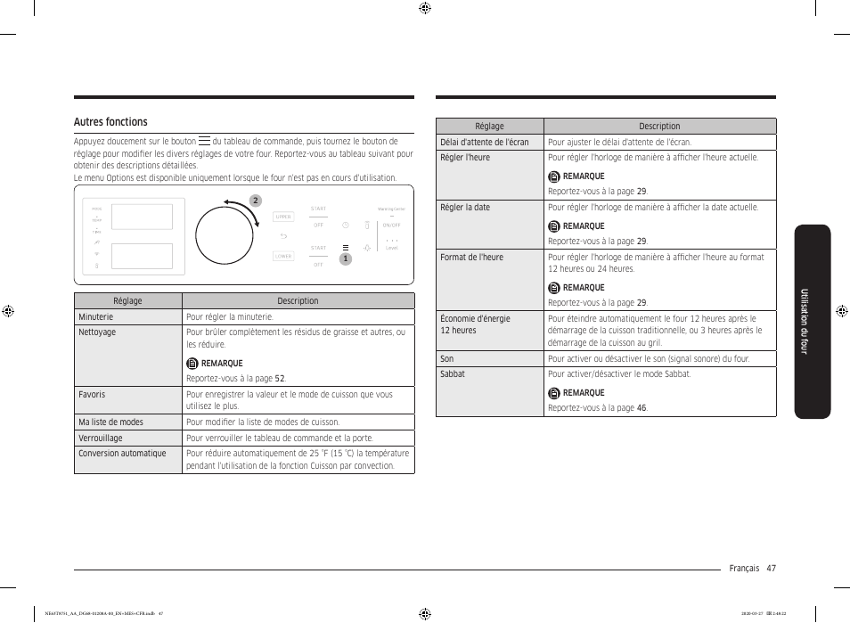 Autres fonctions | Samsung 30 Inch Slide-in Electric Smart Range Owner Manual User Manual | Page 191 / 216