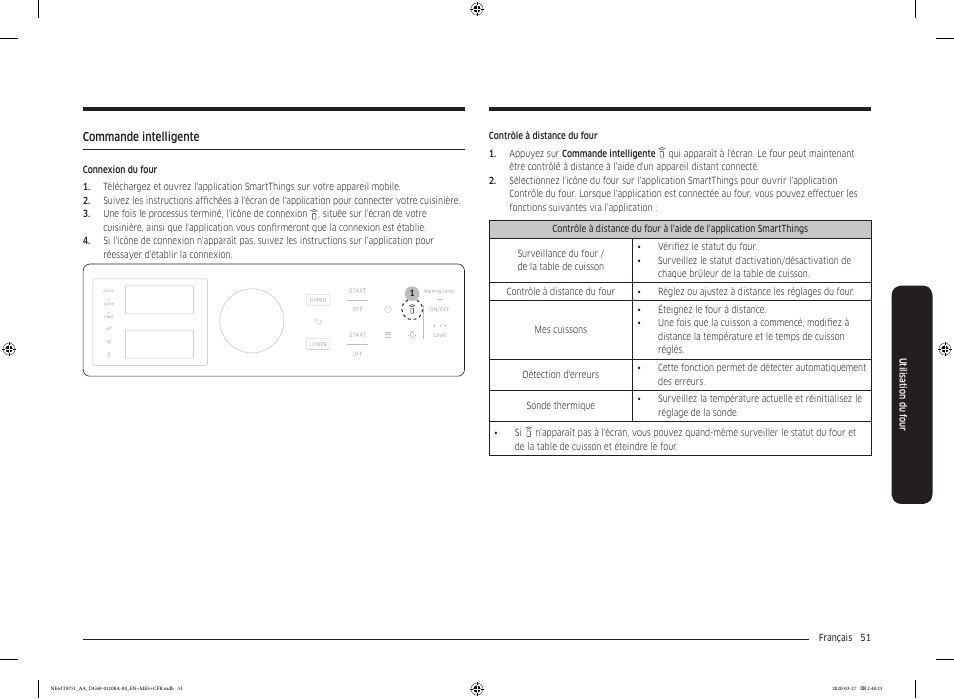 Commande intelligente | Samsung 30 Inch Slide-in Electric Smart Range Owner Manual User Manual | Page 195 / 216