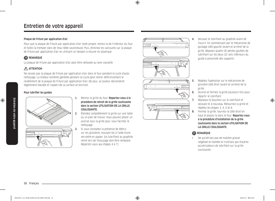 Entretien de votre appareil | Samsung 30 Inch Slide-in Electric Smart Range Owner Manual User Manual | Page 200 / 216