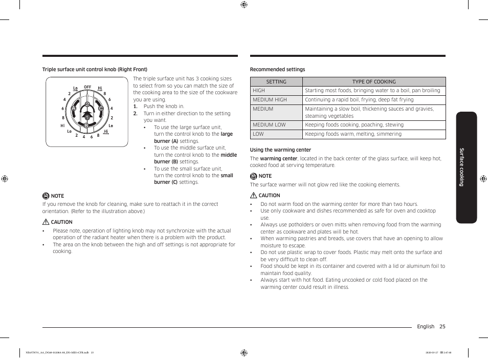 Samsung 30 Inch Slide-in Electric Smart Range Owner Manual User Manual | Page 25 / 216